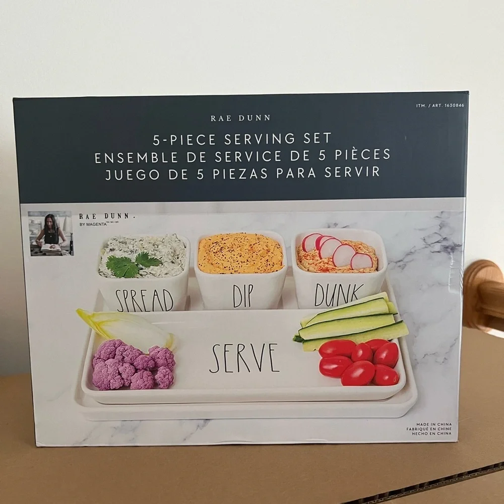 Rae Dunn 5 Piece Serving Set | Spread + Dip + Dunk + Serve | NEW Farmhouse Dip
